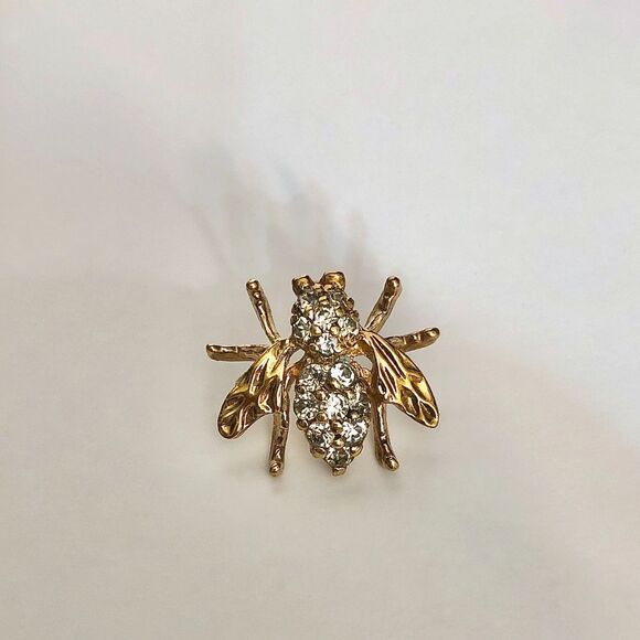 Vintage Panetta Rhinestone Bee Brooch Signed 1940s Retro - Picture 8 of 12